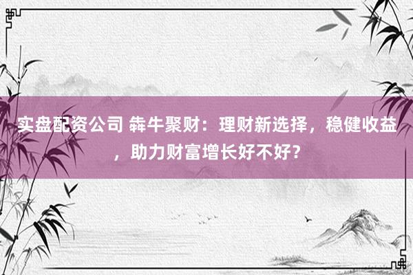 实盘配资公司 犇牛聚财：理财新选择，稳健收益，助力财富增长好不好？