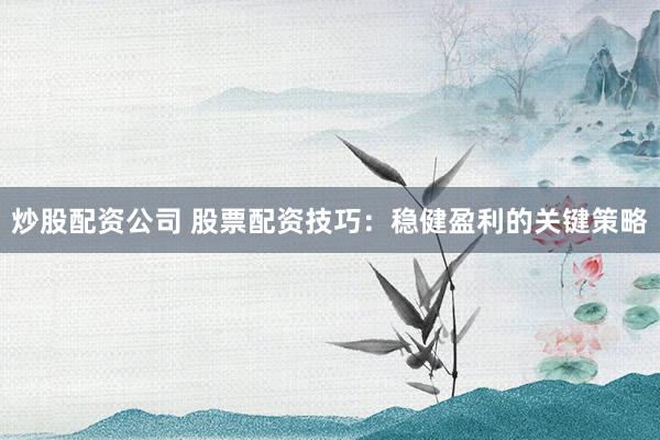炒股配资公司 股票配资技巧：稳健盈利的关键策略