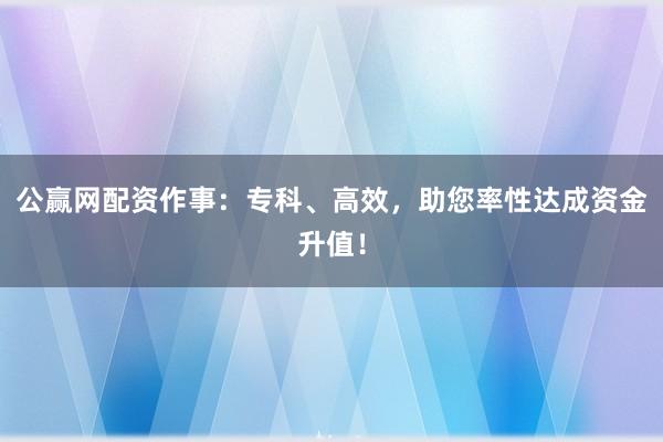 公赢网配资作事：专科、高效，助您率性达成资金升值！